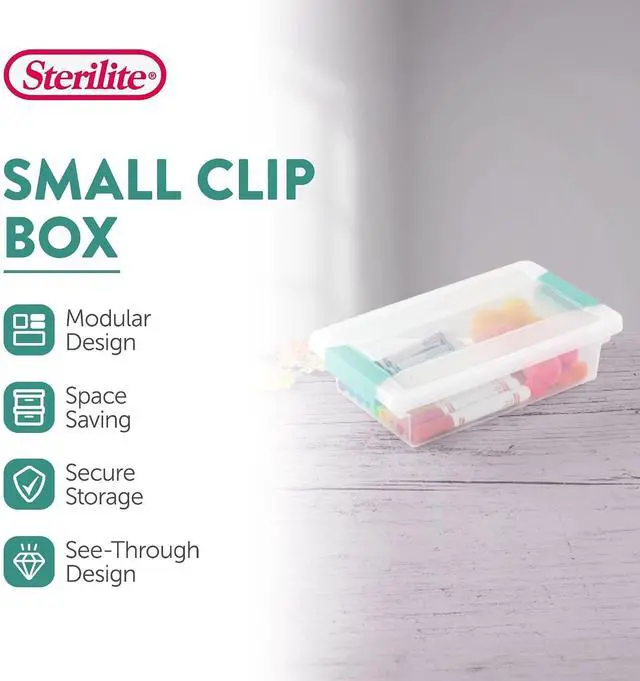 Alt view image 2 of 7 - Sterilite Clip Box, Stackable Clear Plastic Bins- Small, 30-Pack | Storage Containers with Latching Lids for Writing, Arts or Crafts Supplies - Home, Office, Classroom & Workshop Organization