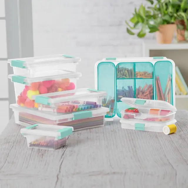 Alt view image 4 of 7 - Sterilite Clip Box, Stackable Clear Plastic Bins- Small, 30-Pack | Storage Containers with Latching Lids for Writing, Arts or Crafts Supplies - Home, Office, Classroom & Workshop Organization