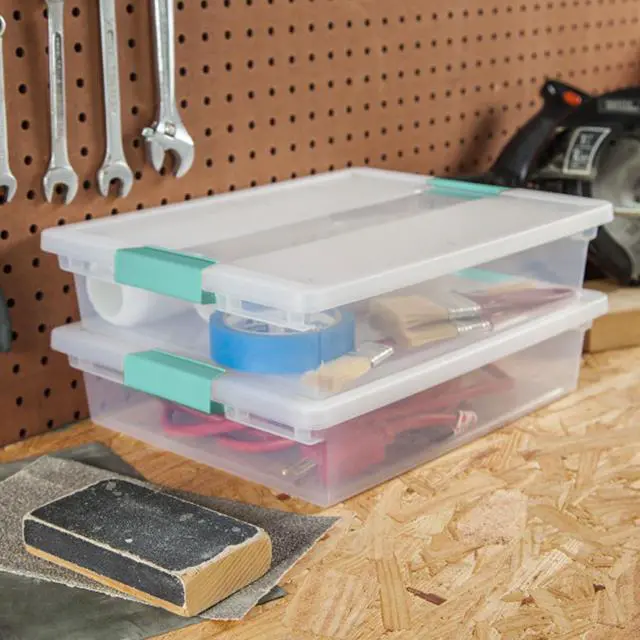 Alt view image 4 of 7 - Sterilite Clip Box, Stackable Clear Plastic Bins- Large, 6-Pack | Storage Containers with Latching Lids for Writing, Arts or Crafts Supplies - Home, Office, Classroom & Workshop Organization
