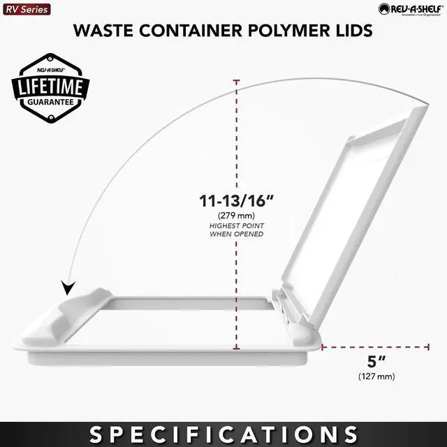 Alt view image 6 of 7 - Rev-A-Shelf 50 Qt Under Sink Garbage Can Lid for Base Kitchen and Bathroom Cabinet, Replacement Plastic Trash Bin Lid Only, Green, RV-50-LID-G-1-40