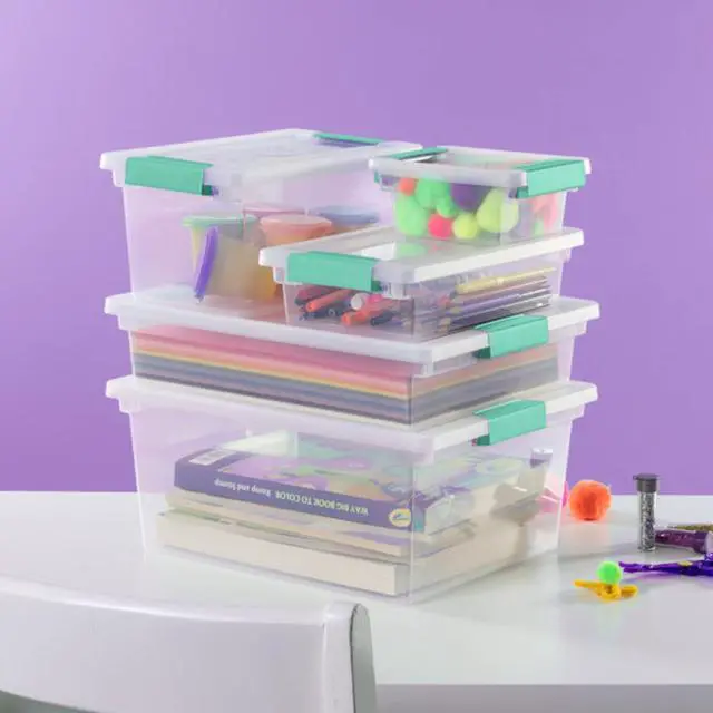Alt view image 7 of 7 - Sterilite Clip Box, Stackable Clear Plastic Bins- Large, 6-Pack | Storage Containers with Latching Lids for Writing, Arts or Crafts Supplies - Home, Office, Classroom & Workshop Organization