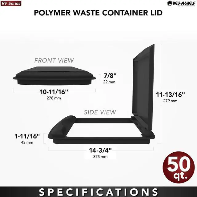 Alt view image 5 of 7 - Rev-A-Shelf 50 Qt Under Sink Garbage Can Lid for Base Kitchen and Bathroom Cabinet, Replacement Plastic Trash Bin Lid Only, Gray, RV-50-LID-13-1