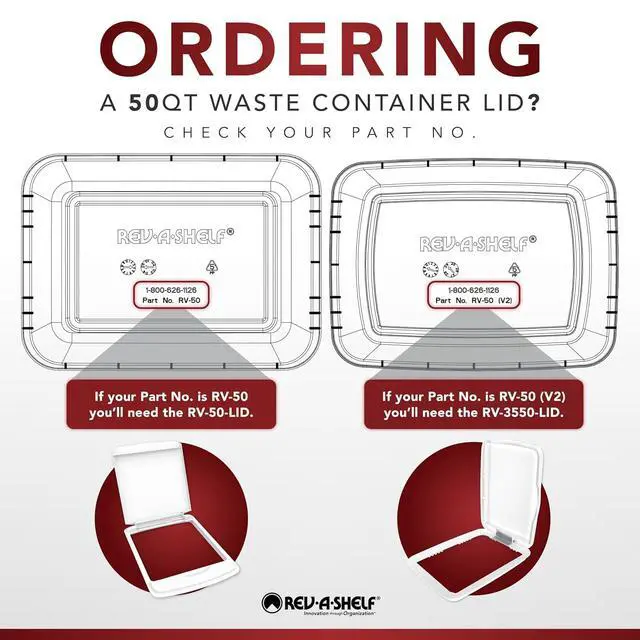 Alt view image 7 of 7 - Rev-A-Shelf 50 Qt Under Sink Garbage Can Lid for Base Kitchen & Bathroom Cabinet, Replacement Plastic Trash Bin Lid Only, Champagne, RV-50-LID-12-1