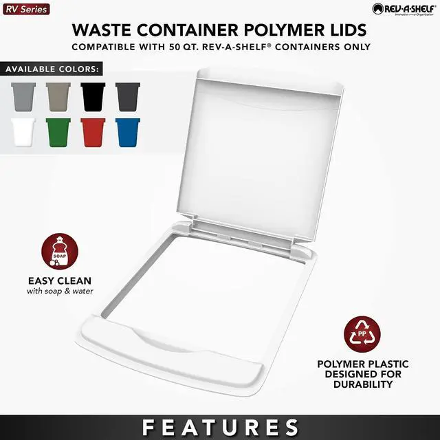 Alt view image 2 of 7 - Rev-A-Shelf 50 Qt Under Sink Garbage Can Lid for Base Kitchen and Bathroom Cabinet, Replacement Plastic Trash Bin Lid Only, Silver, RV-50-LID-17-1