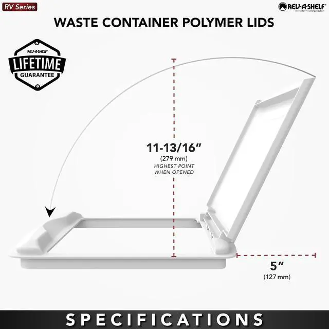 Alt view image 5 of 7 - Rev-A-Shelf 50 Qt Under Sink Garbage Can Lid for Base Kitchen and Bathroom Cabinet, Replacement Plastic Trash Bin Lid Only, Silver, RV-50-LID-17-1