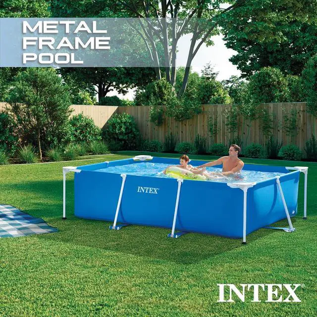 Alt view image 3 of 7 - INTEX Rectangular Frame 8 ft 6 in x 5 ft 3 in x 25 in Above Ground Pool, Swimming Pool with Steel Frame, Pump Not Included | 28271EH - Pool Only (Pump Not Included)