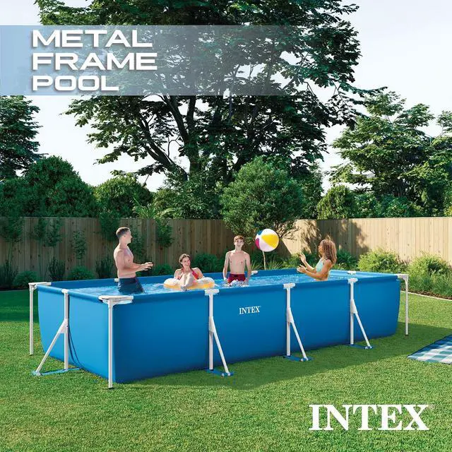 Alt view image 3 of 7 - INTEX Metal Frame 14ft 9in x 7ft 3in x 33in Above Ground Swimming Pool | 28273EH - Pool Only (Pump Not Included)