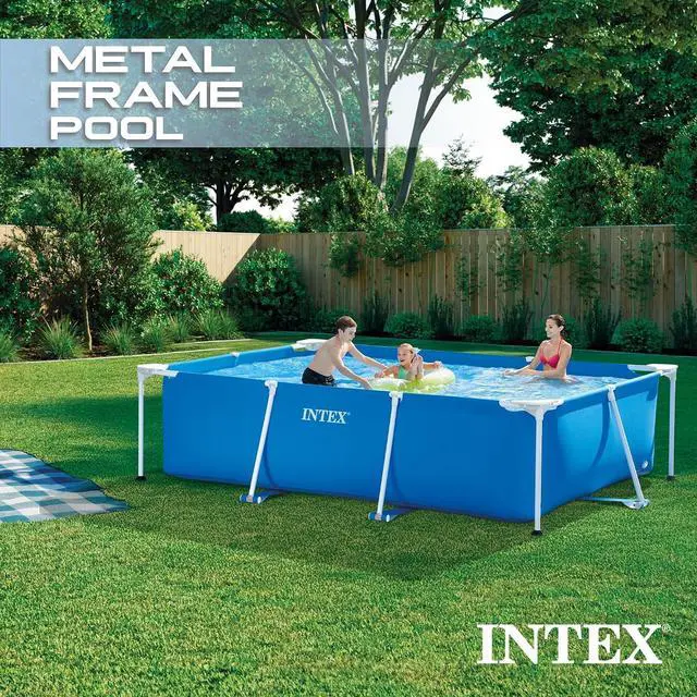Alt view image 3 of 7 - INTEX Metal Frame 9ft 10in x 6ft 6.75in x 29.5in Above Ground Swimming Pool | 28272EH -Pool Only (Pump Not Included)