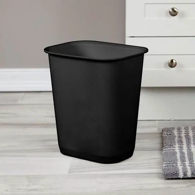 Alt view image 4 of 5 - Sterilite Rectangular Wastebasket 3 Gallon, Black, 8 Pack | Small Home Kitchen or Bathroom Trash Bin, Accommodates 4 Gallon Trash Liner