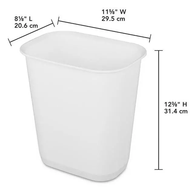 Alt view image 3 of 5 - Sterilite 3 Gallon Small Open Rectangular Wastebasket, White, 8 Pack