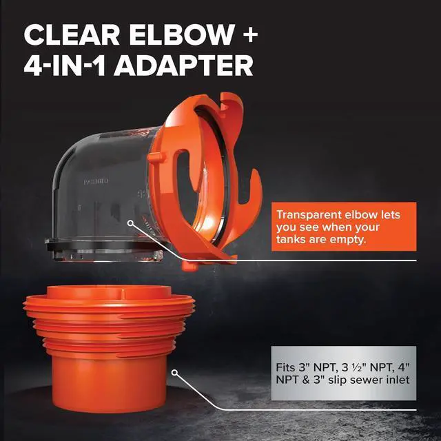 Alt view image 5 of 7 - Camco RhinoFLEX 20-Ft Complete RV Sewer Hose Kit - Made in the USA | Includes Clear Elbow w/ Sewer Adapter, (2) 10ft Sewer Hoses, 360 Swivel Fittings - Fits in Standard 4" RV Bumper (39742)