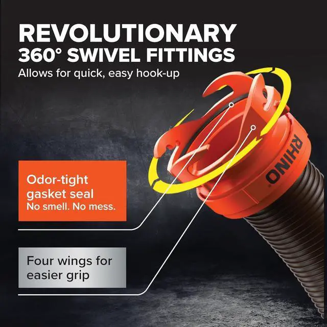 Alt view image 4 of 7 - Camco RhinoFLEX 20-Ft Complete RV Sewer Hose Kit - Made in the USA | Includes Clear Elbow w/ Sewer Adapter, (2) 10ft Sewer Hoses, 360 Swivel Fittings - Fits in Standard 4" RV Bumper (39742)