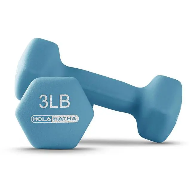 Alt view image 6 of 7 - HolaHatha 1, 2 and 3 lb Neoprene Dumbbell Strength Training Weight Set with Rack