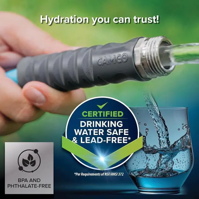 Alt view image 4 of 6 - Camco EVOFlex 25-Ft RV Drinking Water Hose - Features Extra Flexible Design w/Stainless Steel Strain Relief Ends - Lead-Free, BPA-Free and Phthalate-Free - 5/8 Inside Diameter (22591)