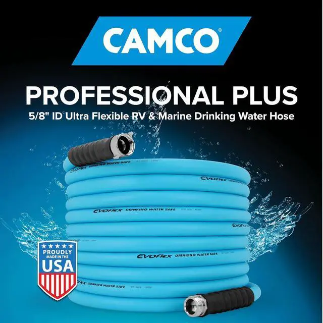 Alt view image 5 of 6 - Camco EVOFlex 25-Ft RV Drinking Water Hose - Features Extra Flexible Design w/Stainless Steel Strain Relief Ends - Lead-Free, BPA-Free and Phthalate-Free - 5/8 Inside Diameter (22591)