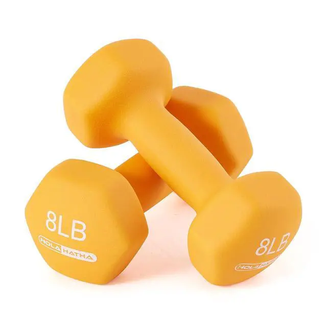 Alt view image 7 of 7 - HolaHatha 1, 2 and 3 lb Neoprene Dumbbell Strength Training Weight Set with Rack