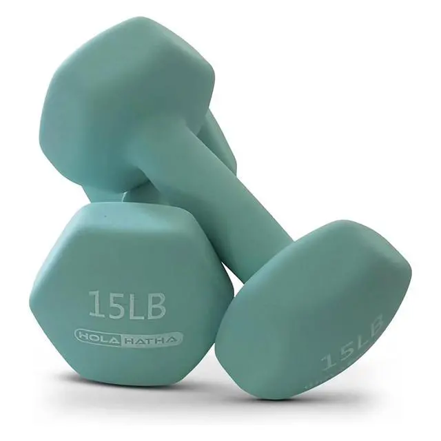 Alt view image 7 of 7 - HolaHatha 1, 2 and 3 lb Neoprene Dumbbell Strength Training Weight Set with Rack