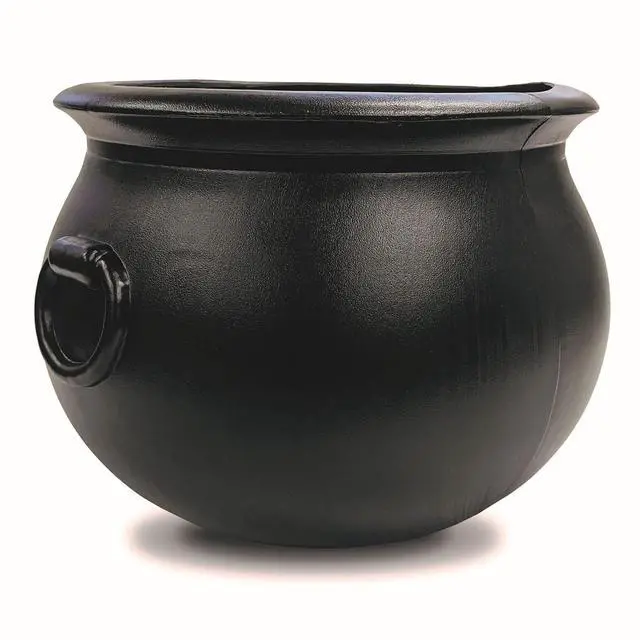 Main image of Union Products Black 16 Inch Spooky Witch Cauldron for Indoor and Outdoor Halloween Decoration and Trick or Treat Candy Container, Black