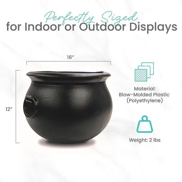 Alt view image 3 of 7 - Union Products Black 16 Inch Spooky Witch Cauldron for Indoor and Outdoor Halloween Decoration and Trick or Treat Candy Container, Black