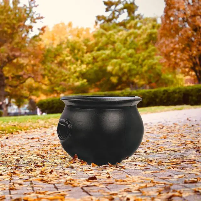 Alt view image 6 of 7 - Union Products Black 16 Inch Spooky Witch Cauldron for Indoor and Outdoor Halloween Decoration and Trick or Treat Candy Container, Black