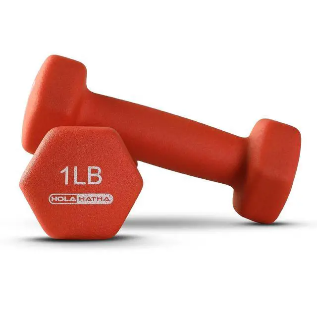 Alt view image 6 of 7 - HolaHatha 1, 2 and 3 lb Neoprene Dumbbell Strength Training Weight Set with Rack