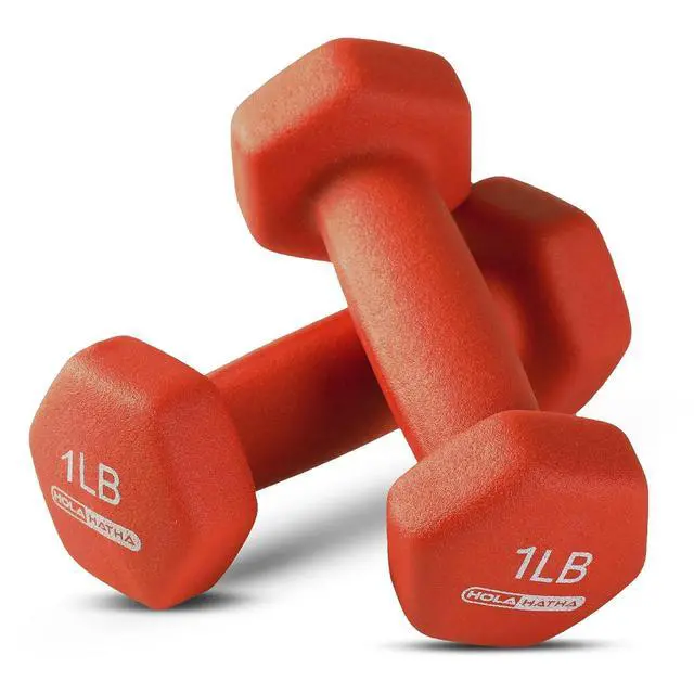 Alt view image 7 of 7 - HolaHatha 1, 2 and 3 lb Neoprene Dumbbell Strength Training Weight Set with Rack