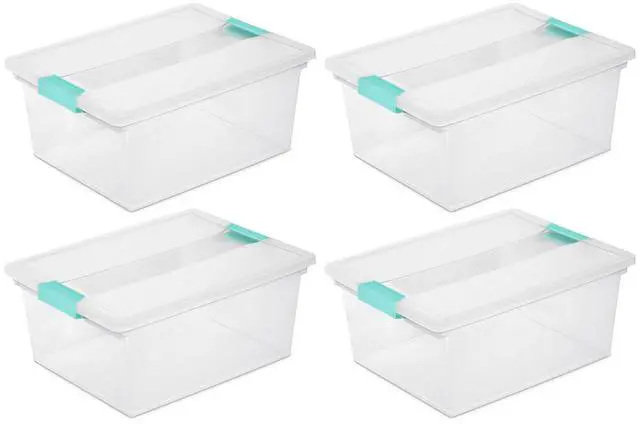 Main image of Sterilite Deep Clip Box, Clear Storage Bin with Latching Lid, 4 Pack
