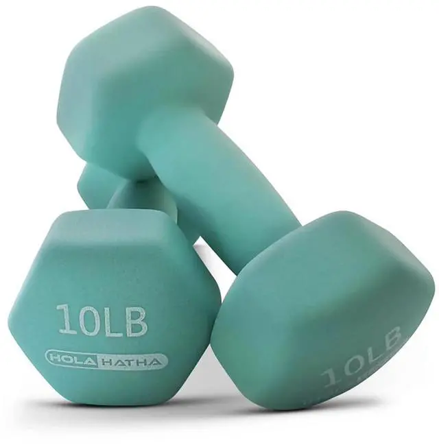 Alt view image 7 of 7 - HolaHatha 1, 2 and 3 lb Neoprene Dumbbell Strength Training Weight Set with Rack