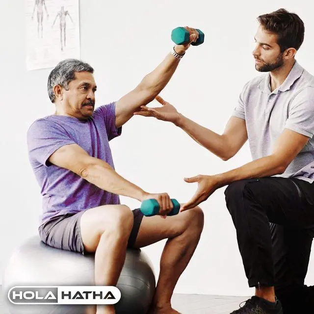 Alt view image 5 of 7 - HolaHatha 1, 2 and 3 lb Neoprene Dumbbell Strength Training Weight Set with Rack