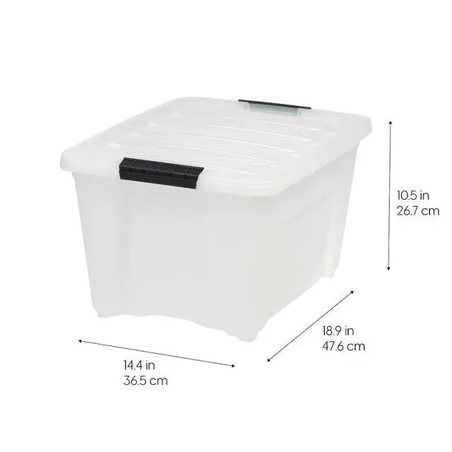 Alt view image 2 of 7 - IRIS USA 4-Pack 32 Quart Storage Bins with Lids, Pearl | Conceals contents for a clean look. Great for linens, décor, closet storage, and supplies. Nestable design saves space
