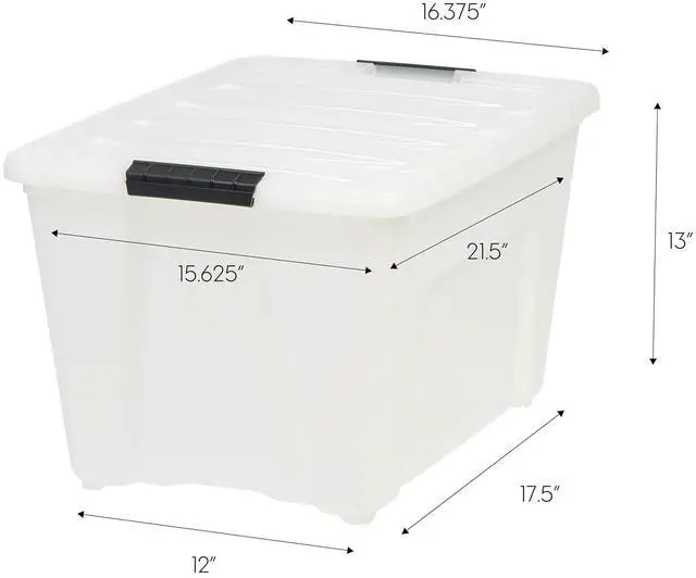 Alt view image 2 of 7 - IRIS USA 6-Pack 54 Quart Storage Bins with Lids, Pearl | Conceals stored items for a clean look, Nestable design saves space between uses