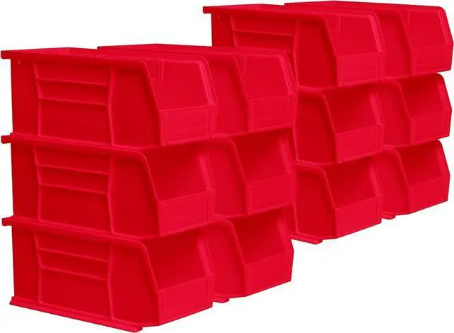 Main image of Akro-Mils 30230 AkroBins Plastic Storage Bins, 11"x5"x5", Red, 12-Pack | Space-Saving Stackable Bins for Garage, Pantry, Craft Organization