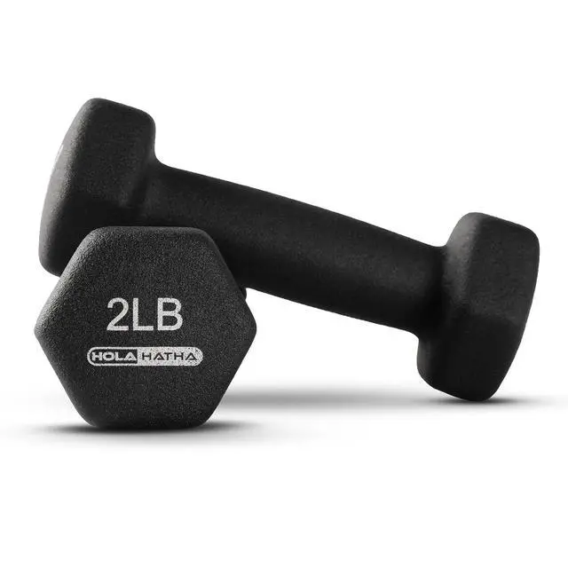 Alt view image 6 of 7 - HolaHatha 1, 2 and 3 lb Neoprene Dumbbell Strength Training Weight Set with Rack