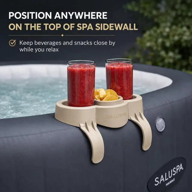 Alt view image 2 of 7 - Bestway SaluSpa Drink Holder Spa Accessory Compatible with 7.9"-10.6" Wall Thickness, Cup Holder with Small Tray for Inflatable Hot Tub