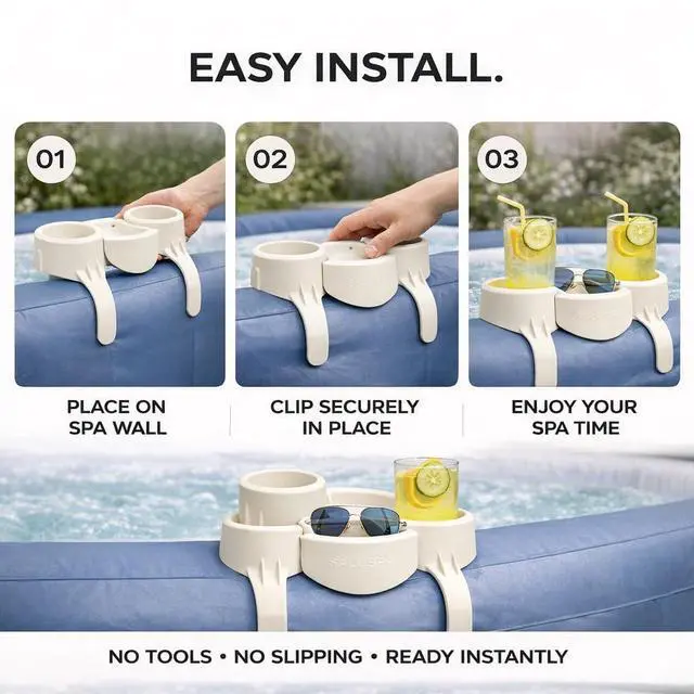 Alt view image 6 of 7 - Bestway SaluSpa Drink Holder Spa Accessory Compatible with 7.9"-10.6" Wall Thickness, Cup Holder with Small Tray for Inflatable Hot Tub