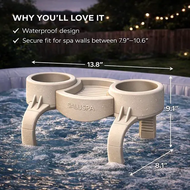 Alt view image 3 of 7 - Bestway SaluSpa Drink Holder Spa Accessory Compatible with 7.9"-10.6" Wall Thickness, Cup Holder with Small Tray for Inflatable Hot Tub