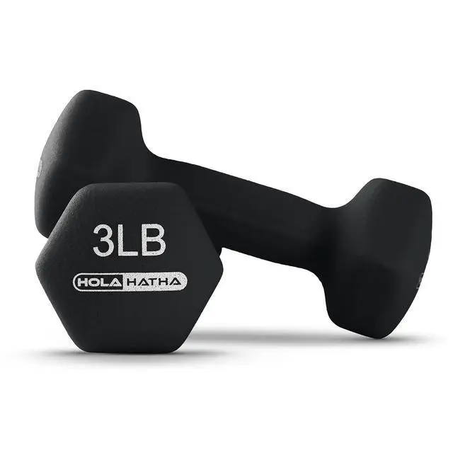 Alt view image 6 of 7 - HolaHatha 1, 2 and 3 lb Neoprene Dumbbell Strength Training Weight Set with Rack