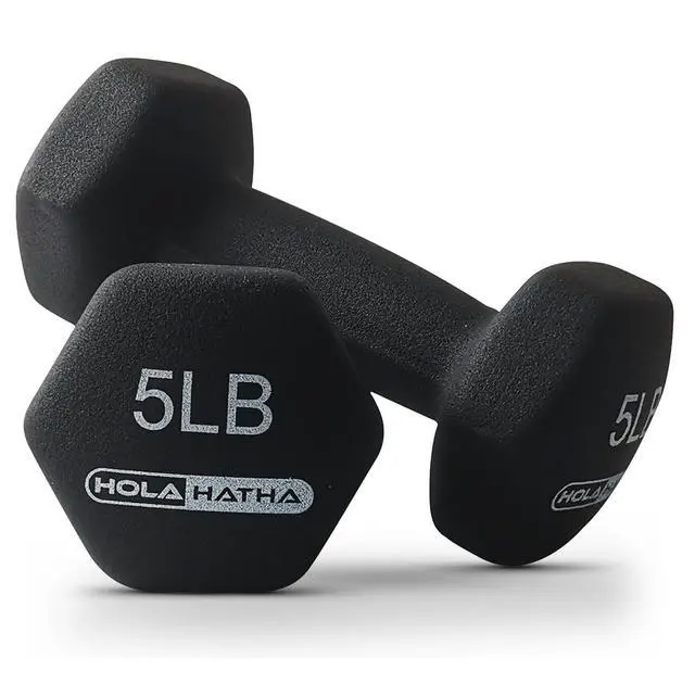 Alt view image 7 of 7 - HolaHatha 1, 2 and 3 lb Neoprene Dumbbell Strength Training Weight Set with Rack