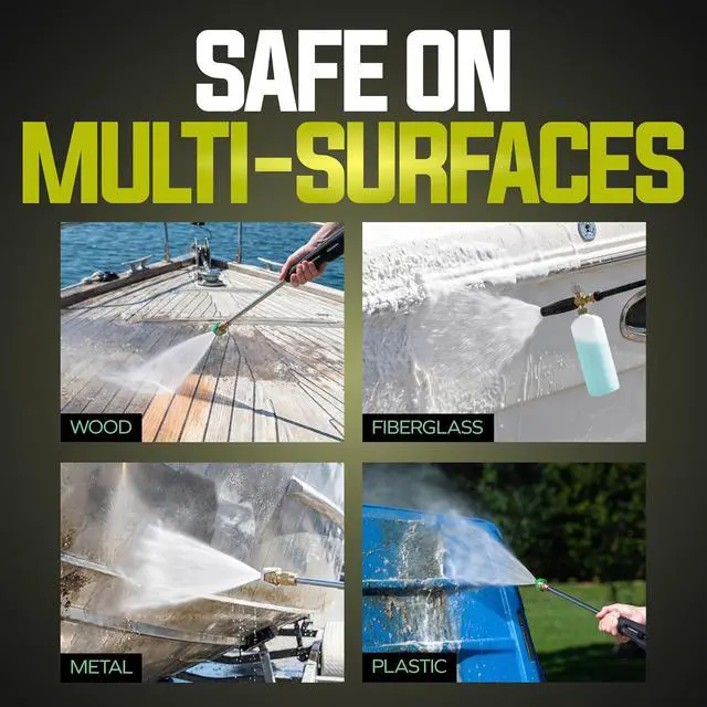 Alt view image 7 of 7 - Sun Joe All-Purpose Boat Wash Cleaner for Pressure Washer, Concentrate Formula, Citrus Scent, 1 Gallon - Marine Cleaning Solution for Metal, Wood, Fiberglass, and Exterior Surfaces, SPX-APBW1G