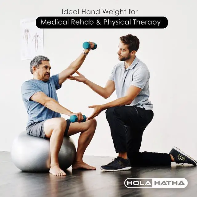 Alt view image 5 of 7 - HolaHatha 1, 2 and 3 lb Neoprene Dumbbell Strength Training Weight Set with Rack