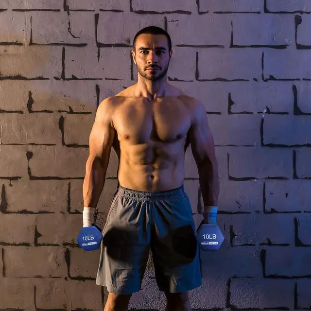 Alt view image 4 of 7 - HolaHatha 1, 2 and 3 lb Neoprene Dumbbell Strength Training Weight Set with Rack