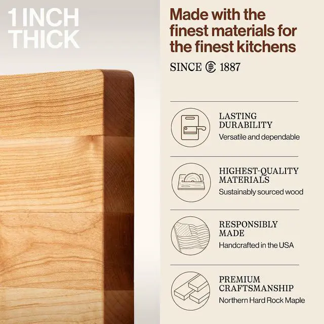 Alt view image 3 of 7 - John Boos Chop-N-Slice Series Square Wooden Maple Cutting Board 10x10 | 1 Thick, 4-lb Reversible Butcher Block with Eased Corners & Edge-Grain Made in the USA