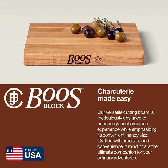 Alt view image 5 of 7 - John Boos Chop-N-Slice Series Square Wooden Maple Cutting Board 10x10 | 1 Thick, 4-lb Reversible Butcher Block with Eased Corners & Edge-Grain Made in the USA