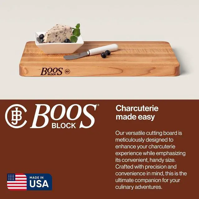 Alt view image 4 of 7 - John Boos Chop-N-Slice Series Rectangular Maple Cutting Board | 16 x 10 x 1, 4.5 lb Reversible Edge-Grain Butcher Block, Made in the USA