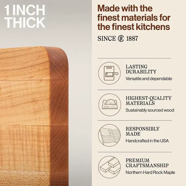 Alt view image 3 of 7 - John Boos Chop-N-Slice Series Rectangular Maple Cutting Board | 16 x 10 x 1, 4.5 lb Reversible Edge-Grain Butcher Block, Made in the USA