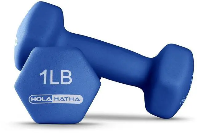 Alt view image 6 of 7 - HolaHatha 1, 2 and 3 lb Neoprene Dumbbell Strength Training Weight Set with Rack