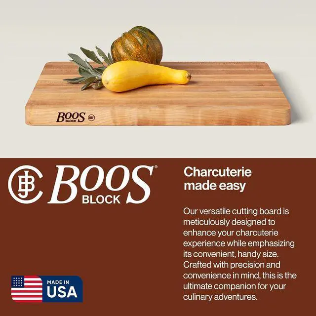 Alt view image 5 of 7 - John Boos Chop-N-Slice Series Rectangular Wooden Maple Cutting Board | 20x15 1.25 Thick, 10-lb Reversible Butcher Block with Eased Corners & Edge-Grain Made in the USA