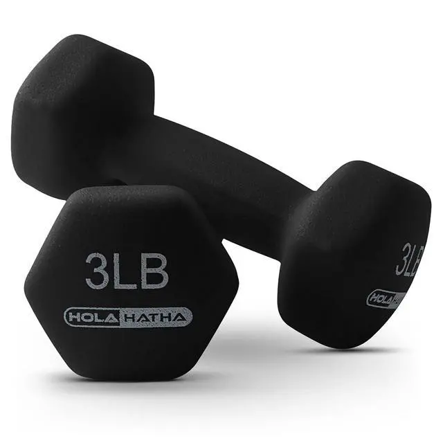 Alt view image 7 of 7 - HolaHatha 1, 2 and 3 lb Neoprene Dumbbell Strength Training Weight Set with Rack
