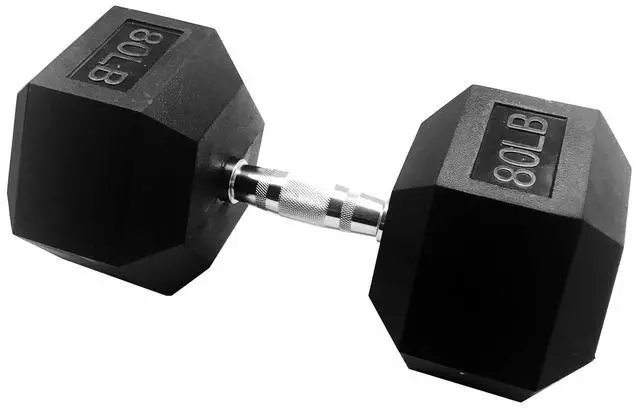 Main image of Signature Fitness Rubber Coated Hex Dumbbells Hand Weights for Exercises and Fitness Home Gym, 5-50 lbs, Pairs