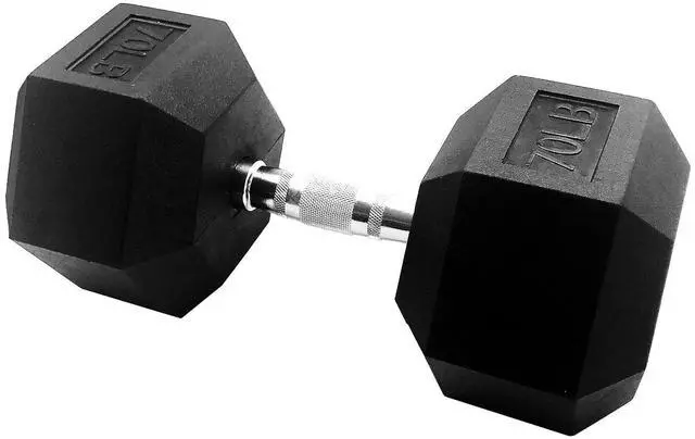 Main image of Signature Fitness Rubber Coated Hex Dumbbells Hand Weights for Exercises and Fitness Home Gym, 5-50 lbs, Pairs